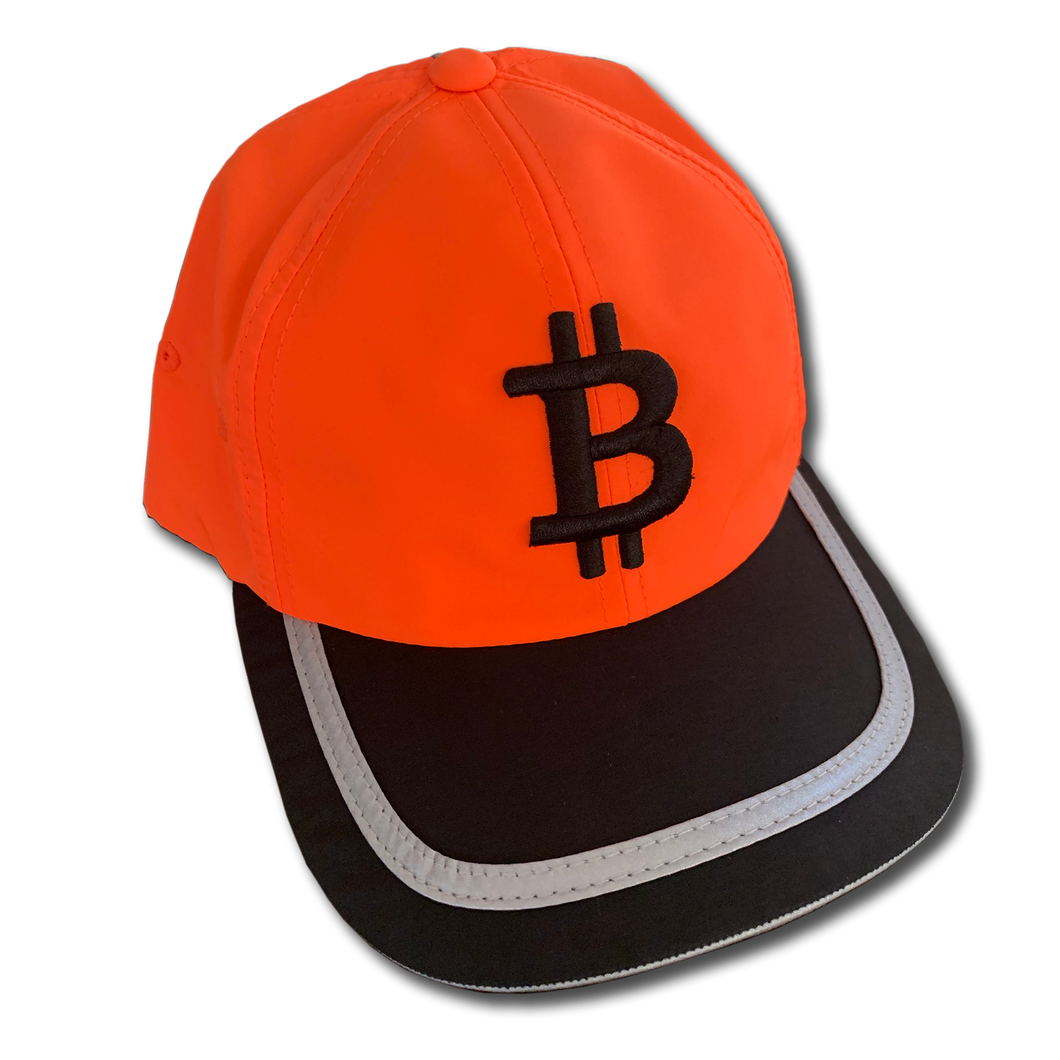 Bitcoin Runner Cap Orange with Black Visor & 3D Puff Embroidery