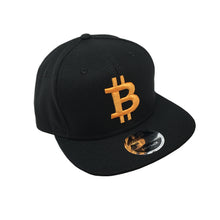 Load image into Gallery viewer, Bitcoin Flat Bill Snapback Moisture Wicking Black with 3D Puff Embroidery (3 Colors Options)
