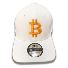 Load image into Gallery viewer, Bitcoin Stretch-Fit Baseball Cap White (3 Sizes, Logo Colors)
